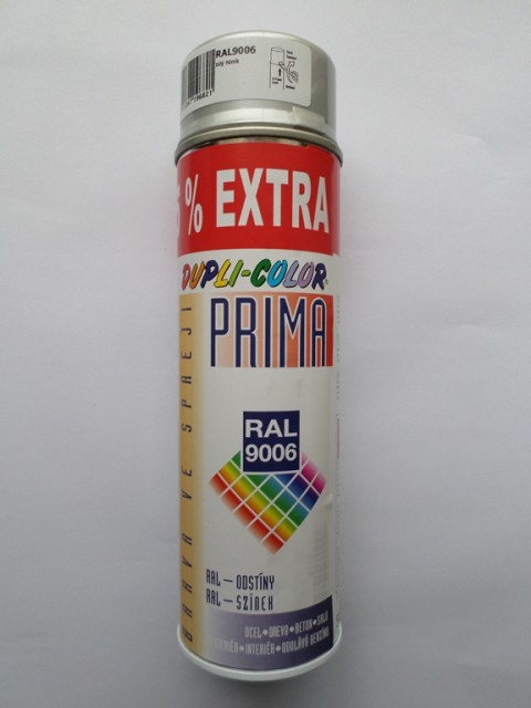 Univerzální korekční sprej PRIMA RAL 9006 - bílý hliník metalíza